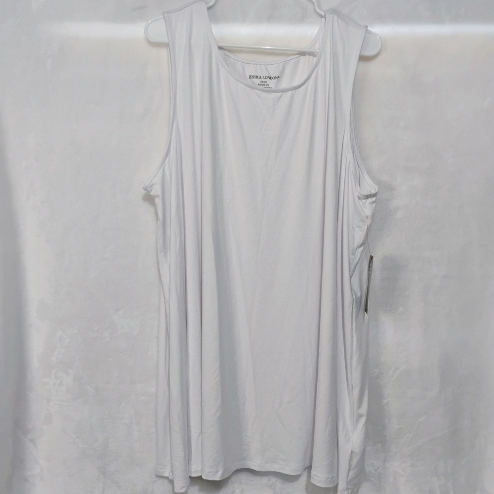 Jessica‎ London White Sleeveless Tank Top Plus Size 26 28 Rayon Spandex Basic W